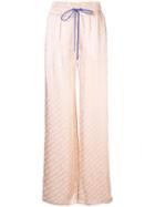 Off-white Logo Signature Wide-leg Trousers - Pink