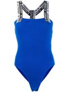 Adidas Logo Lined One Piece - Blue