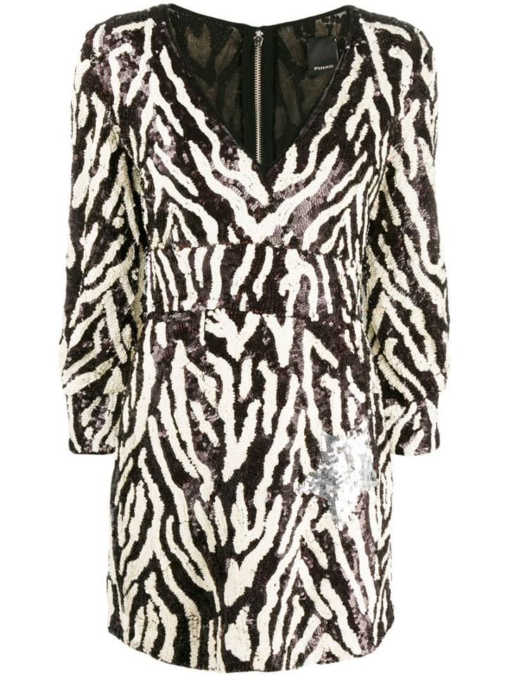 Pinko Sequin Zebra-striped Dress - Brown