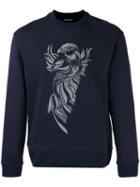 Emporio Armani Embroidered Eagle Sweatshirt, Men's, Size: Large, Blue, Cotton/polyester