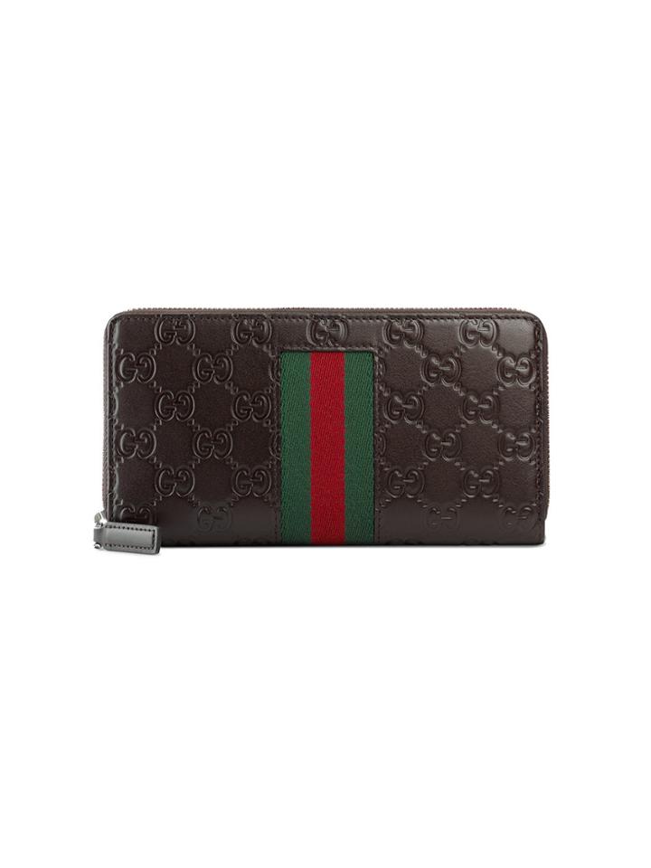 Gucci Gucci Signature Web Zip Around Wallet - Brown