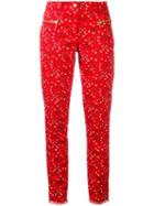Michel Klein Paisley Print Cropped Trousers, Women's, Size: 40, Red, Cotton/spandex/elastane