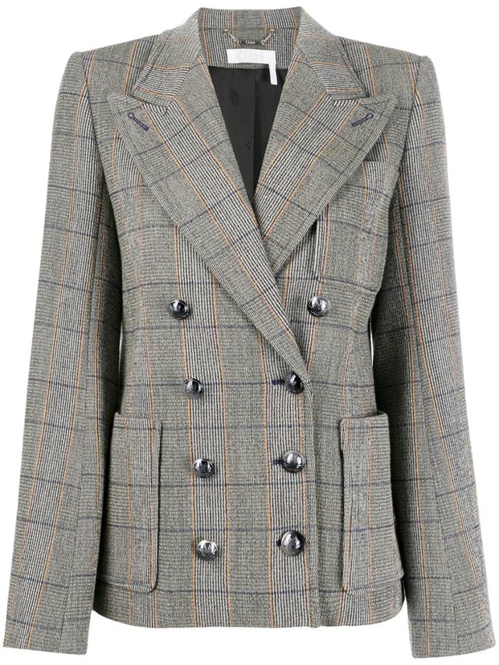 Chloé Checked Double-breasted Jacket - Neutrals
