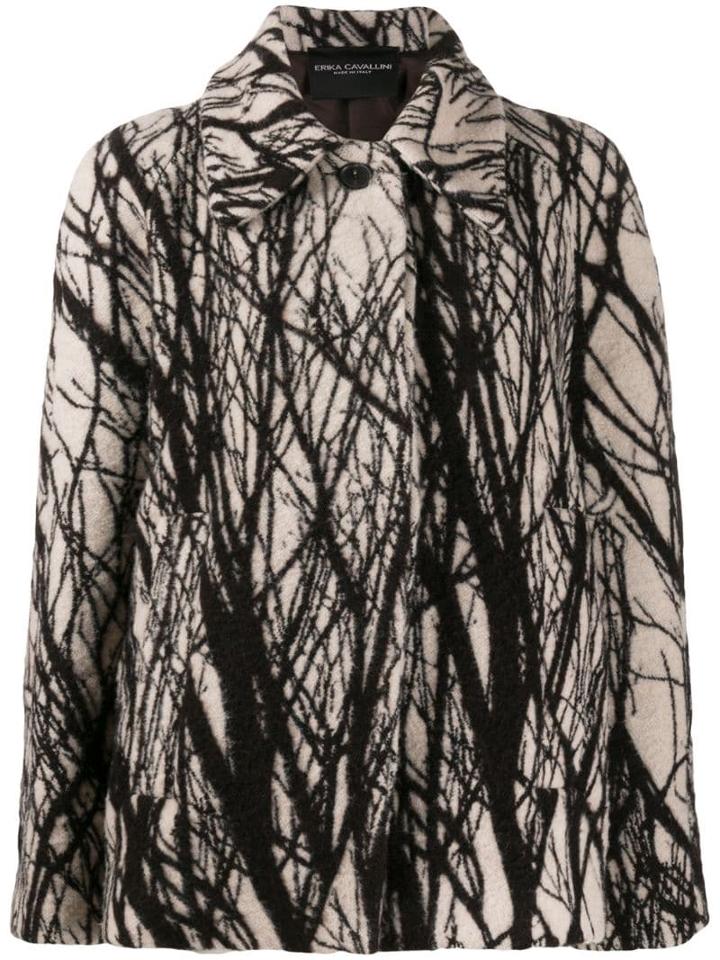 Erika Cavallini Abstract Print Oversized Coat - Brown