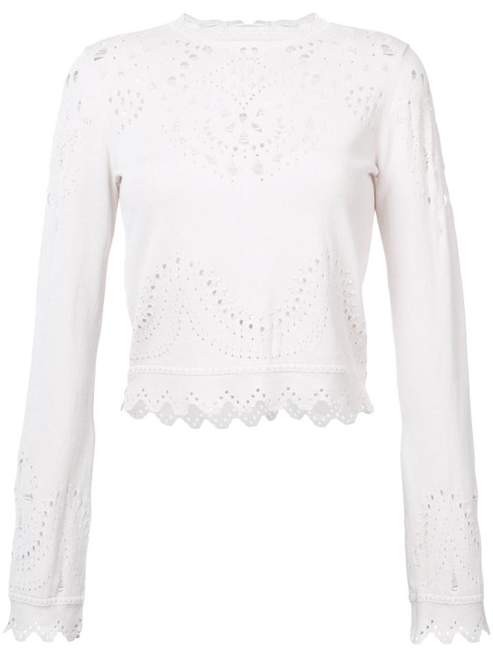 Derek Lam 10 Crosby Pointelle Crewneck Sweater - White