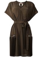 No21 Pleat Detail Shift Dress, Women's, Size: 42, Brown, Silk/acetate/cotton/polyamide