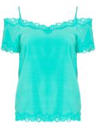 Max & Moi Lace Trim Camisole - Green