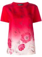 Salvatore Ferragamo Gradient Floral T-shirt, Women's, Size: Large, Pink/purple, Silk/cotton
