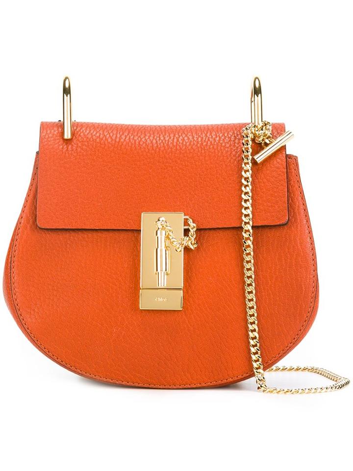 Chloé Mini 'drew' Shoulder Bag, Women's, Yellow/orange, Lamb Skin/calf Suede