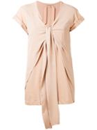 No21 - Bow T-shirt - Women - Silk/cotton/acetate - 38, Nude/neutrals, Silk/cotton/acetate