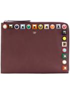 Fendi - Clutch With Studs - Women - Calf Leather - One Size, Red, Calf Leather