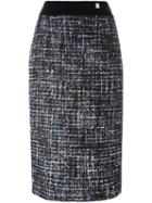 Cavalli Class Tweed Pencil Skirt, Women's, Size: 42, Blue, Cotton/polyamide/polyester/wool