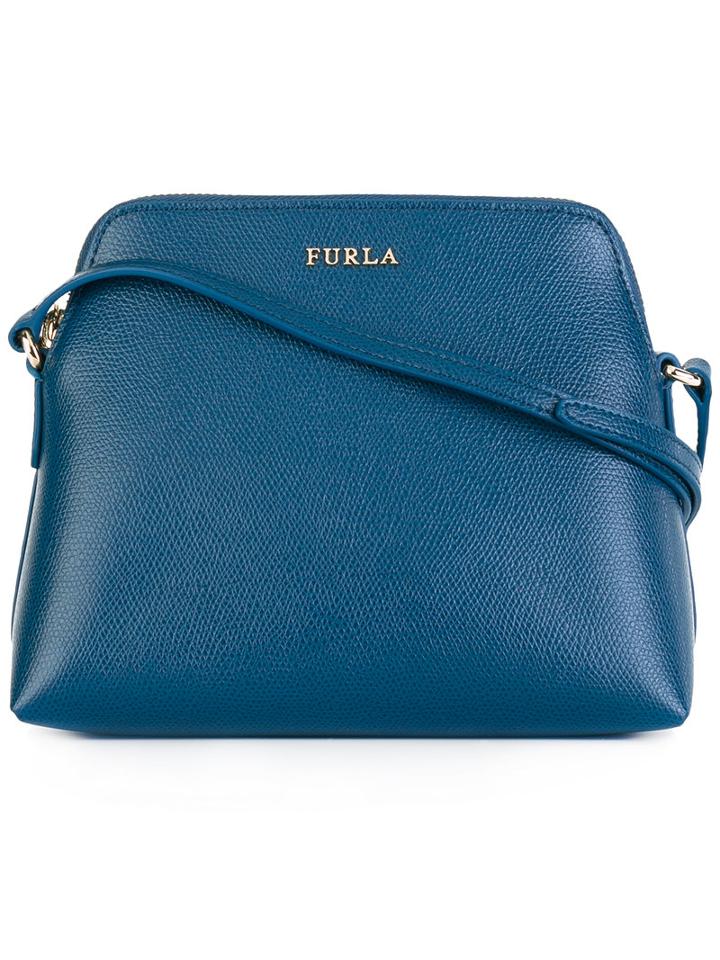 Furla Inside Pouch Crossbody Bag, Women's, Blue, Calf Leather