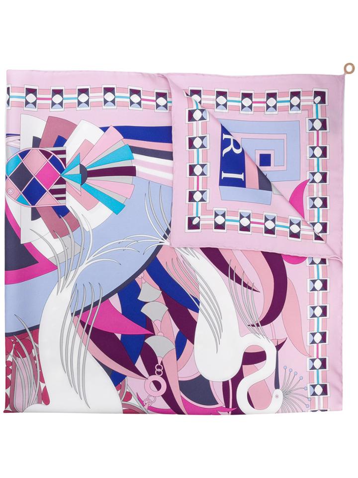 Bulgari Patterned Scarf - Pink & Purple