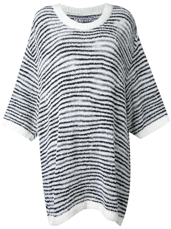 Anrealage 'noise Border' Oversize Sweater, Women's, White, Acrylic/nylon/wool/alpaca