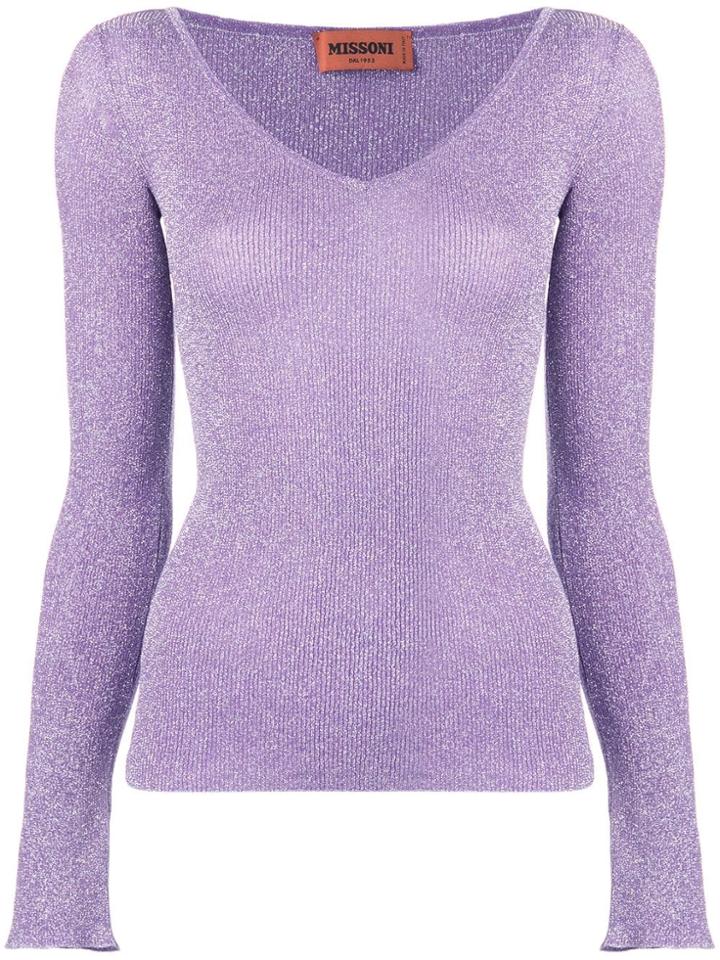 Missoni Glitter V-neck Jumper - Purple