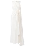 Elie Saab Lace Trim Long Dress, Women's, Size: 36, Nude/neutrals, Silk/nylon/polyamide