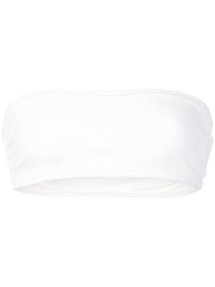 Solid & Striped Bandeau Bikini Top - Bright White Squiggle