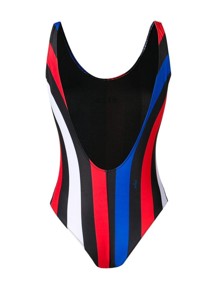 Msgm Striped Logo One-piece - Black