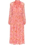 By Timo Smocked-waist Floral Midi-dress - Pink