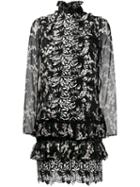 Giambattista Valli Floral Macramé Mini Dress, Women's, Size: 42, Black, Silk/acrylic/nylon/wool