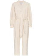 Nanushka Prya V-neck Tie Waist Cotton Jumpsuit - Nude & Neutrals