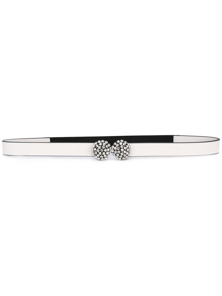 Marni Crystal Buckle Belt, Women's, Size: 70, White, Calf Leather/glass/nylon