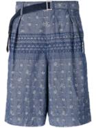 Sacai Pattered Shorts, Men's, Size: 3, Blue, Cotton