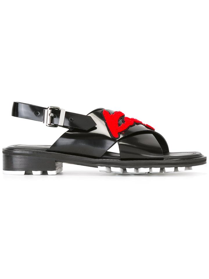Kenzo Logo Embroidered Sandals - Black