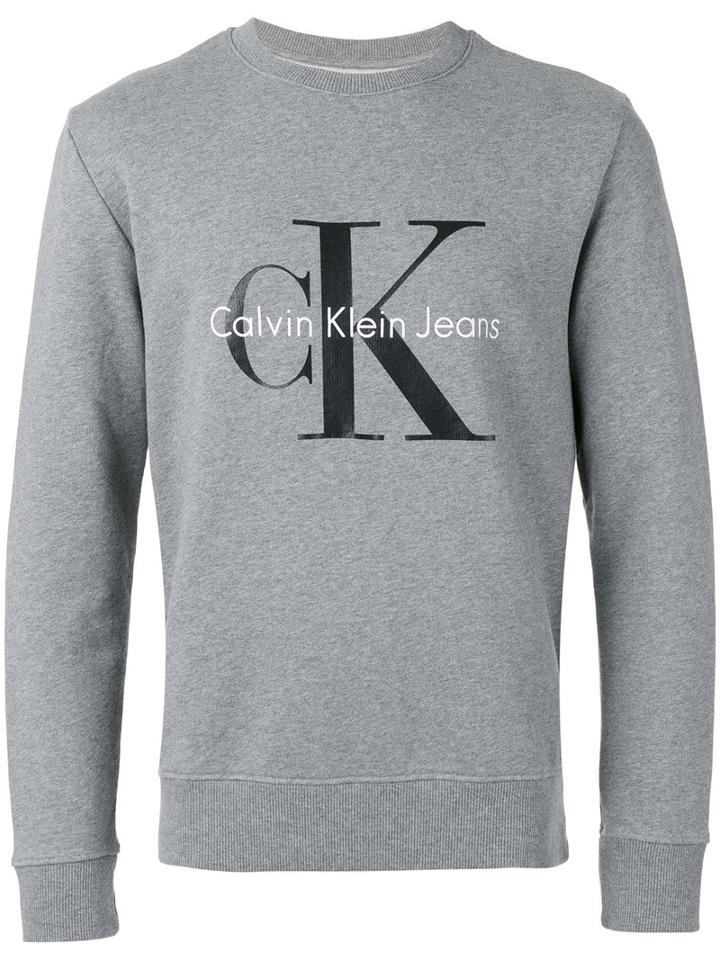 Calvin Klein Jeans - Logo Print Crew Neck Sweatshirt - Men - Cotton - M, Grey, Cotton