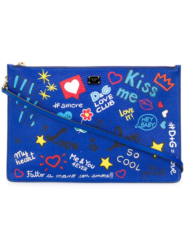 Dolce & Gabbana Sketch Print Clutch - Blue