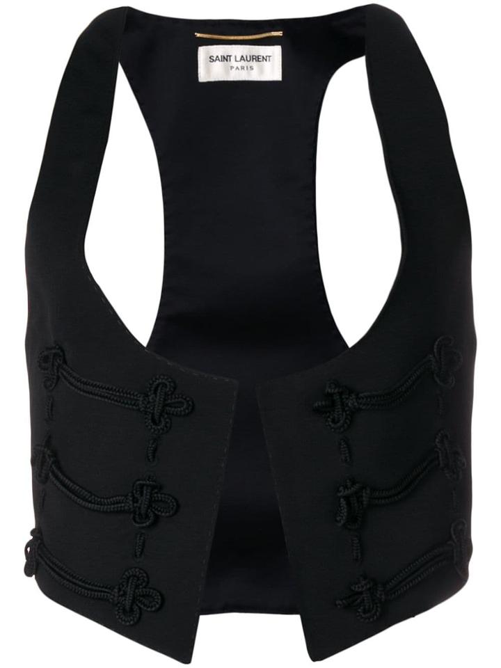 Saint Laurent Embroidered Detail Vest - Black