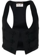 Saint Laurent Embroidered Detail Vest - Black