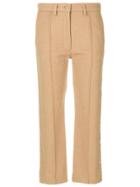 Mm6 Maison Margiela Contrast Panel Cropped Trousers - Nude & Neutrals