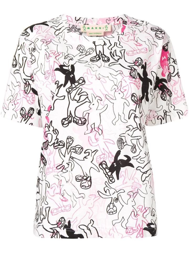 Marni Rabbit Print T-shirt - White