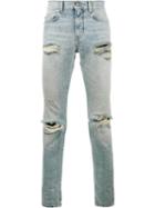 Saint Laurent Distressed Skinny Jeans, Men's, Size: 33, Blue, Cotton
