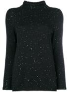 Fay Sequin Ribbed Jumper - Black