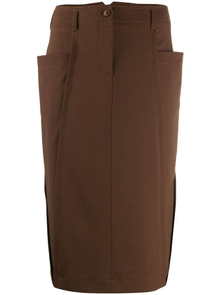 Alberta Ferretti Patch Pocket Pencil Skirt - Brown