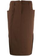Alberta Ferretti Patch Pocket Pencil Skirt - Brown