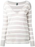 Eleventy - Striped Knit Top - Women - Silk/merino - M, Women's, White, Silk/merino