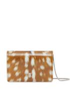 Burberry Deer Print Leather Card Case With Detachable Strap - Brown