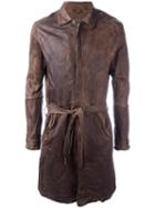 Giorgio Brato Belted Coat, Men's, Size: 52, Brown, Cotton/leather/polyester