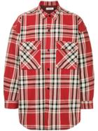 Monkey Time Double Chest Pocket Plaid Shirt - Red