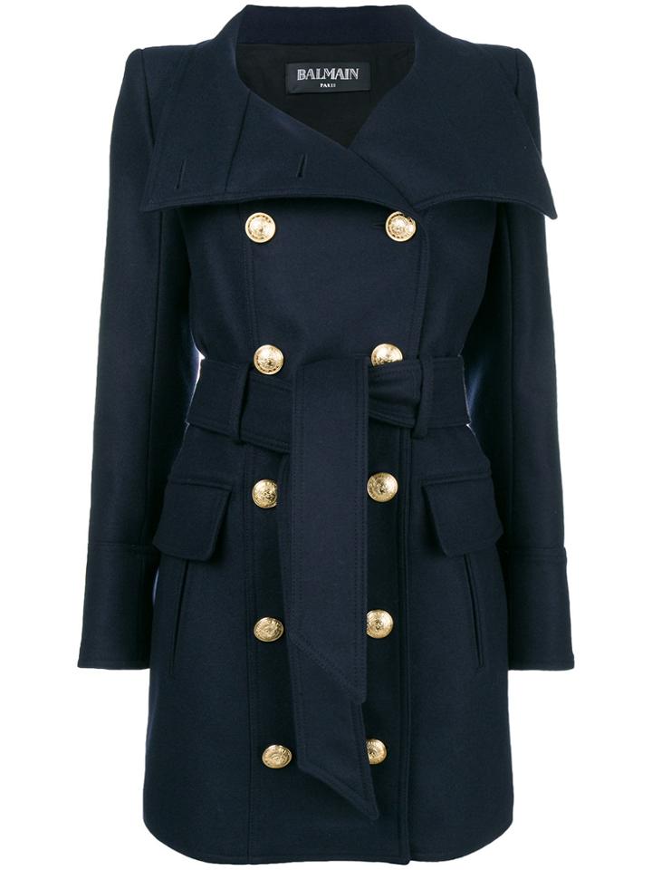 Balmain Classic Long Sleved Coat - Blue