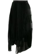 Sacai - Micro-pleated Asymmetric Skirt - Women - Polyester/cupro/rayon - 2, Black, Polyester/cupro/rayon
