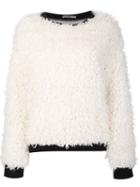 Zac Zac Posen Fluffy Sweatshirt, Women's, Size: Xl, White, Acrylic/polyester