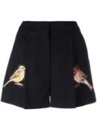 Stella Mccartney Embroidered Bird Shorts, Women's, Size: 36, Black, Wool