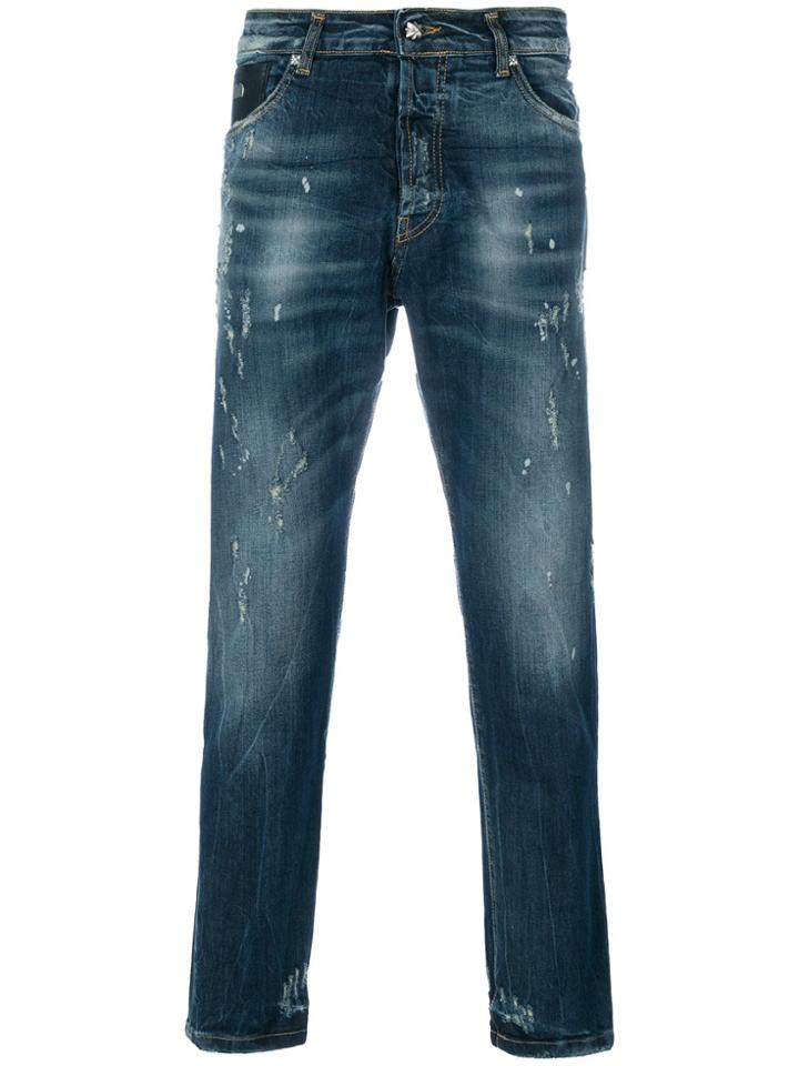 John Richmond Printed Straight-leg Jeans - Blue