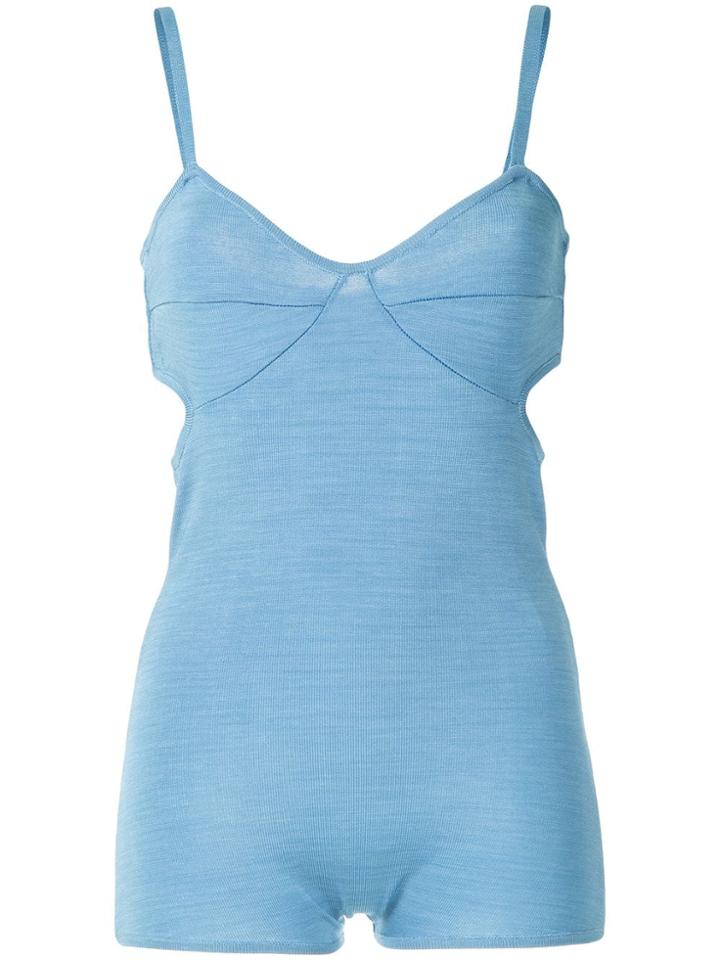 Reinaldo Lourenço Cut Out Knit Bodysuit - Blue