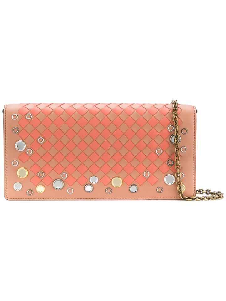 Bottega Veneta Intrecciato Palio Chain Wallet - Pink & Purple
